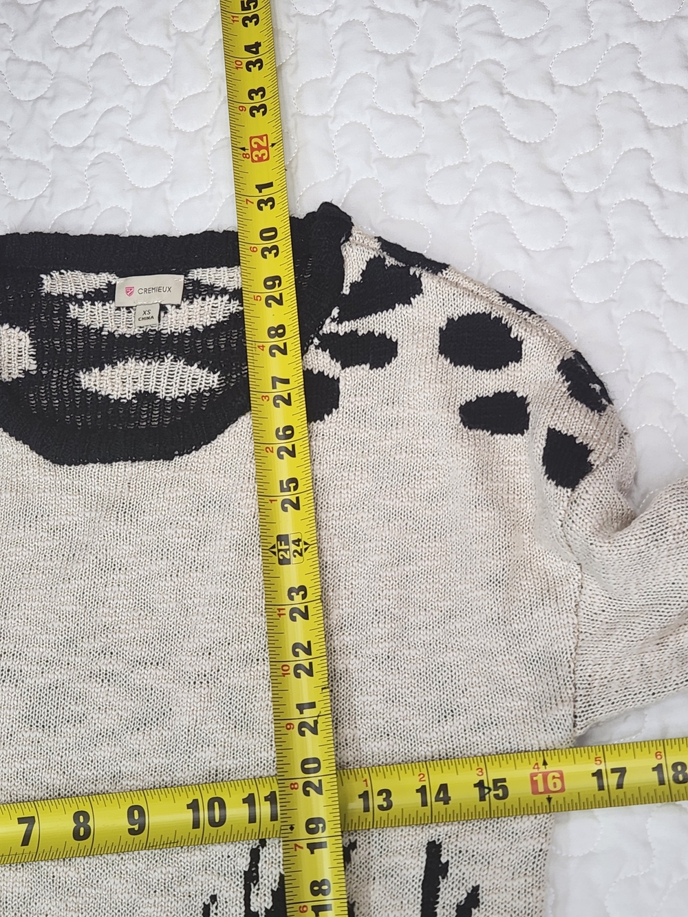Minimal Reindeer Tunic Sweater Beige Black Christmas Winter Deer extra small 34 - Picture 6 of 8
